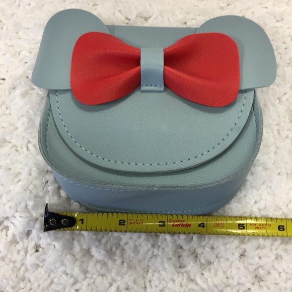 MINI Leather Blue Purse with Red Bow - Picture 4 of 5